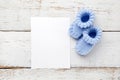 Greeting children form with blue booties