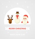 Greeting Christmas Card. New Year characters - illustration in flat style.