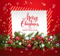 Greeting Christmas card on red