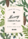 Greeting Christmas card in vintage style.