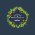 Greeting Christmas Coniferous Wreath Template