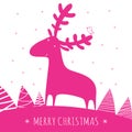 Greeting christmass card with deer