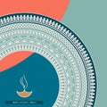 Diwali vector card with indian ornaments and oil lamp symbol. design for cards, posters, print