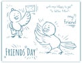 Greeting doodle card Day of friendship - happy to get letter fro