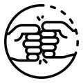 Greeting with fists icon, outline style