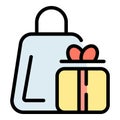 Greeting gift box icon vector flat Royalty Free Stock Photo