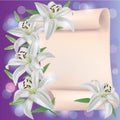 Greeting or invitation card with lily flowers