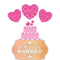 We are greeting married sweet cake hearts card