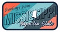 Greeting from mississippi vintage rusty metal sign vector illustration. Vector state map in grunge style with Typography hand Royalty Free Stock Photo