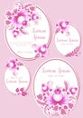 Greeting oval labels with pink floral ornament Royalty Free Stock Photo