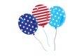 Balloons 4th of July Happy Independence Day symbols icons set Patriotic American flag, stars balloons isolated vector