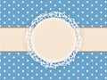 Greeting retro background with frame and polka dots. Invitation card Royalty Free Stock Photo