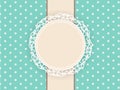 Greeting retro background with frame and polka dots. Invitation card Royalty Free Stock Photo