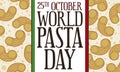 Sign with Chifferi Rigati Pattern for World Pasta Day Celebration, Vector Illustration