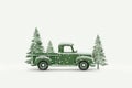 Tree decorative background snow merry christmas holiday winter season card greeting car vintage truck Royalty Free Stock Photo