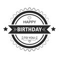 Greeting sticker, Happy Birthday isolated icon or badge Royalty Free Stock Photo