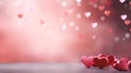 Greeting valentine for Valentines Day, banner with copy space. Red hearts on a soft bokeh background. Template for Royalty Free Stock Photo