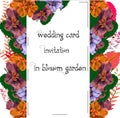 Greeting wedding  card with wreath  of  bells flowers Royalty Free Stock Photo