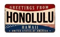 Greetings from Honolulu vintage rusty metal sign