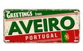 Greetings from Aveiro vintage rusty metal plate