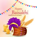 Greetings background for Punjabi New Year festival Vaisakhi celebrated in Punjab India