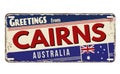 Greetings from Cairns vintage rusty metal plate