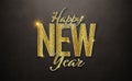 2024 greetings card with golden diamond effect. Shiny gold Happy New Year text. 3D rendering