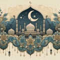 Greetings card of a happy ramadan, vector art, Islamic art, beautiful, elegance, ramadan athmosphere