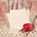 Greetings card with rose and lace