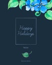 Greetings card template with blue summer flowers. Vector. Royalty Free Stock Photo