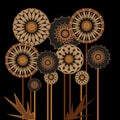 Wooden flowers digital art design