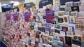 Greetings cards on display on shelves in W.H.Smiths newsagents. Royalty Free Stock Photo