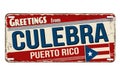 Greetings from Culebra vintage rusty metal plate