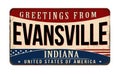 Greetings from Evansville vintage rusty metal sign