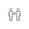 Greetings gesture icon in flat style. People handshake vector illustration on white isolated background. Hand shake business Royalty Free Stock Photo