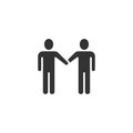 Greetings gesture icon in flat style. People handshake vector illustration on white isolated background. Hand shake business Royalty Free Stock Photo