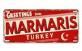 Greetings from Marmaris vintage rusty metal plate