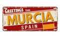 Greetings from Murcia vintage rusty metal plate