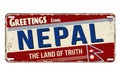 Greetings from Nepal vintage rusty metal sign