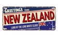 Greetings from New Zealand vintage rusty metal plate