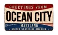 Greetings from Ocean City vintage rusty metal sign