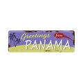 Greetings from Panama Vintage metal sign board with for text or graphics. Rusty effect tin plate