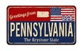 Greetings from Pennsylvania vintage rusty metal sign Royalty Free Stock Photo