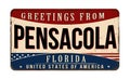 Greetings from Pensacola vintage rusty metal sign