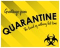 Greetings from quarantine postcard a humorous reminder to stay home and do our part to flatten the curve