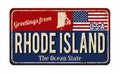 Greetings from Rhode Island vintage rusty metal sign