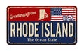 Greetings from Rhode Island vintage rusty metal sign