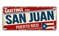 Greetings from San Juan vintage rusty metal plate