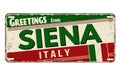 Greetings from Siena vintage rusty metal plate