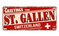 Greetings from St. Gallen vintage rusty metal plate